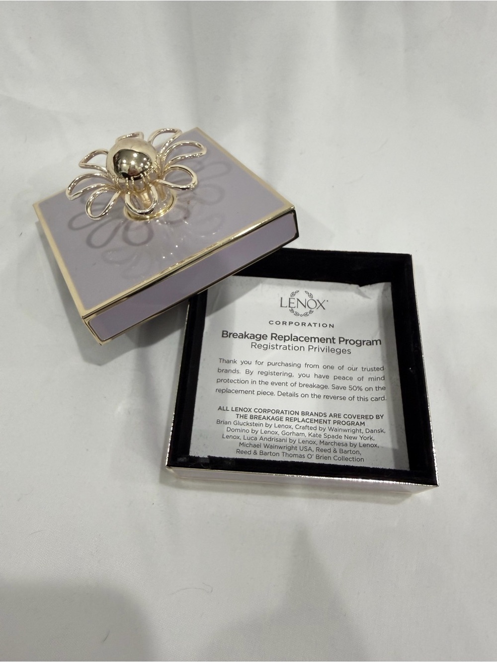 kate spade x lenox Lavender and Gold Floral Trinket Box - Picture 4 of 7